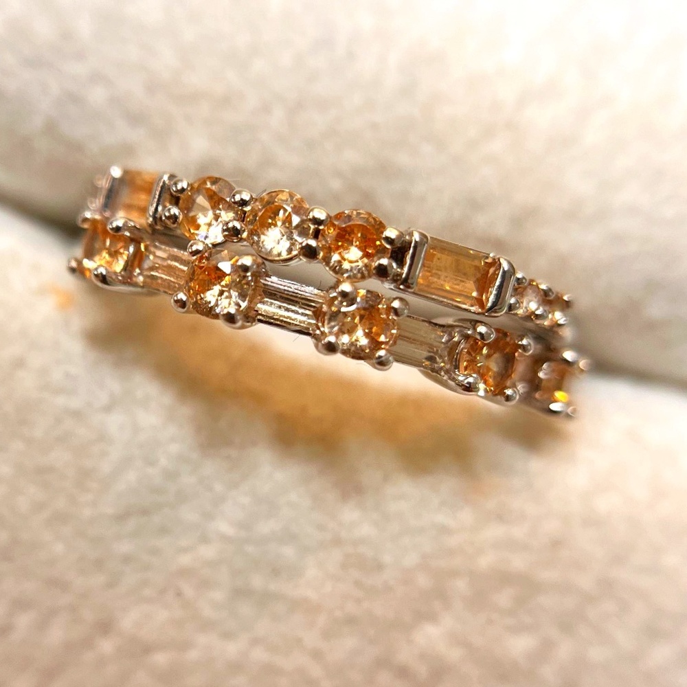 Bomb Party 2-Ring Set Smokey Cream Topaz + Rose Gold Plating